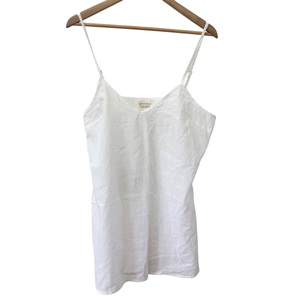 Aspiga Camisole XL White 100% Linen Organic Cotton Lining Adjustable Straps